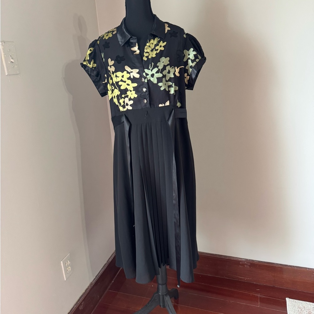 RB collection floral Black Dress with blue, and Sage color